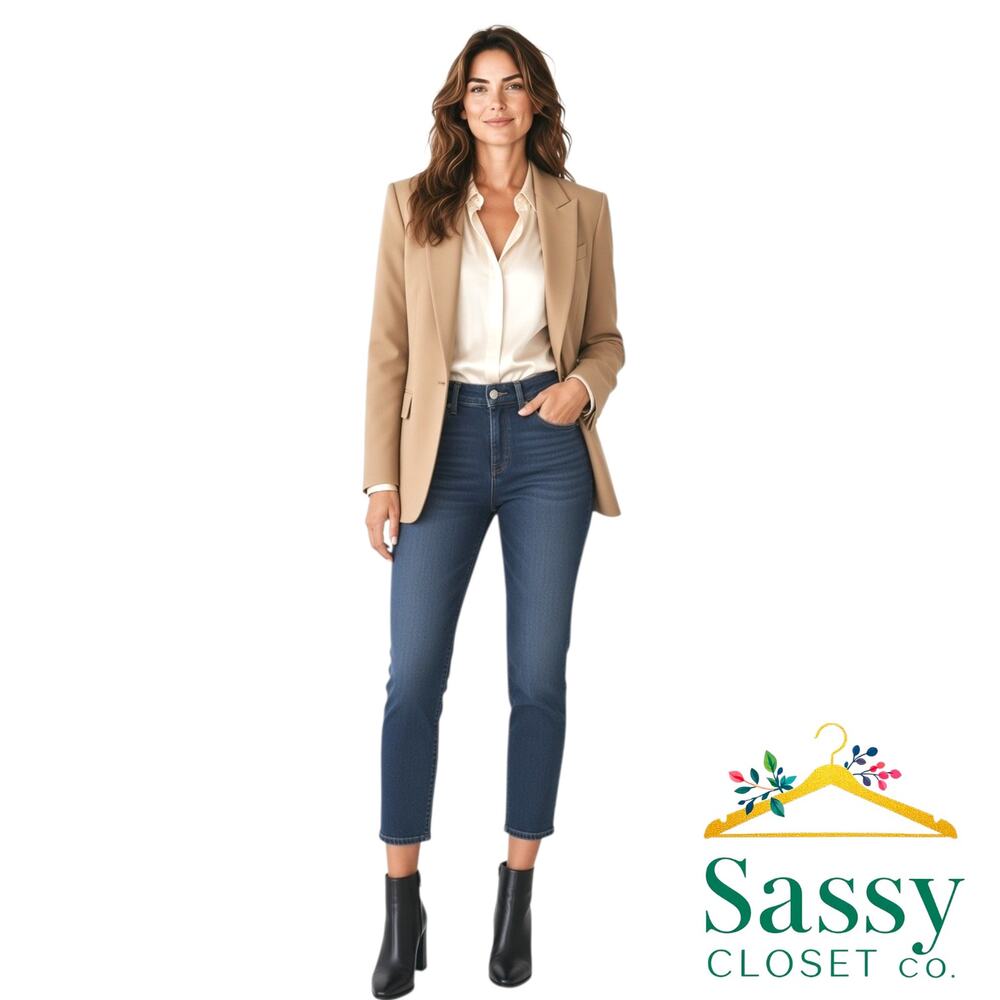 Good American Good Legs Crop High Rise Skinny Jeans 6 28 Dark Indigo NWOT